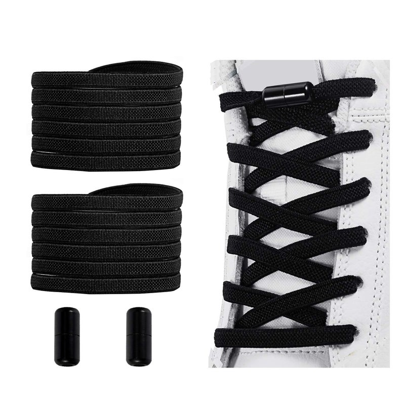 Alegrianan No Tie Shoelaces, Elastic Shoelaces for Adults/Kidsï¼ŒElastic No Tie Shoe Laces Black - Image 1